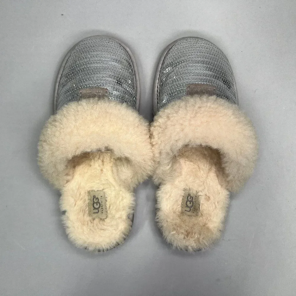 UGG Girl's Size 5‎ Dazzle Sliver Sequin Slippers